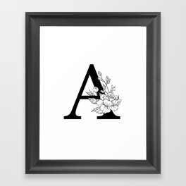 A botanical monogram. Letter initial with peonies Framed Art Print