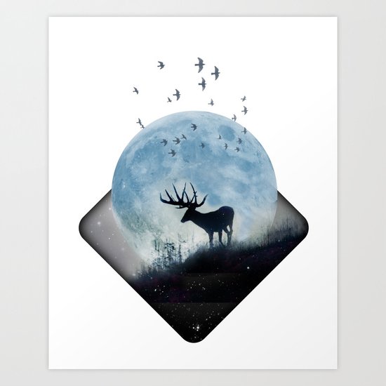blue moon spill Art Print