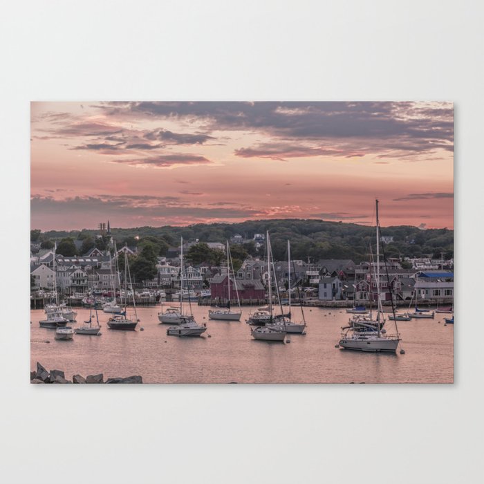 Rockport Harbor Autumn Sunset Canvas Print
