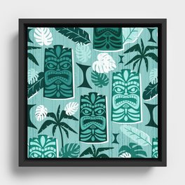 Tiki Time Aqua Framed Canvas