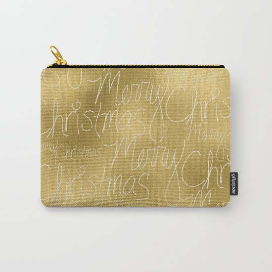 Merry christmas- christmas typography on gold pattern Carry-All Pouch