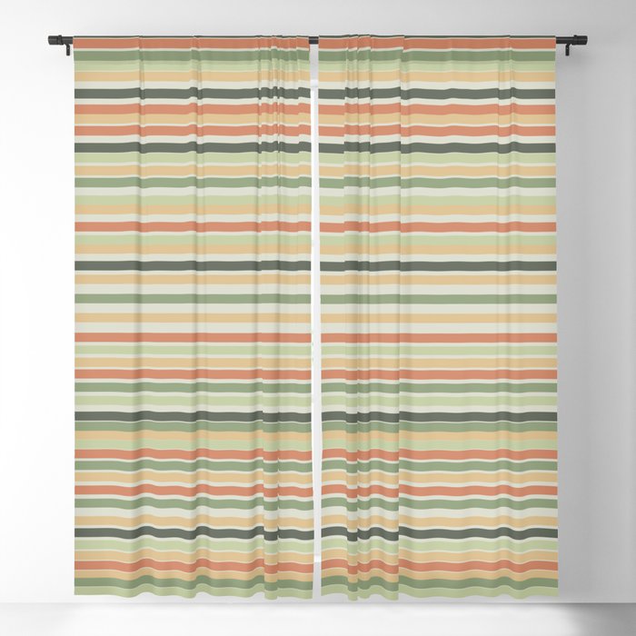 Fine Stripes Pattern in Sage Green and Coral Clay Blackout Curtain by  Kierkegaard Design Studio | Society6