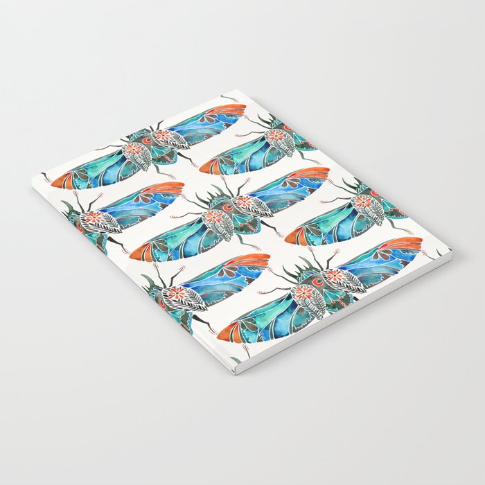 Ornamental Scarab – Turquoise & Coral Notebook