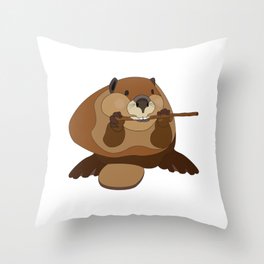Bucky Beaver Throw Pillow