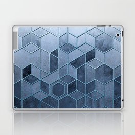 Art Deco Chrome + Metallic Blue Abstract Geometry  Laptop Skin