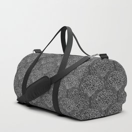 Lino-Printed Khuntan Flowers - Black & White Duffle Bag