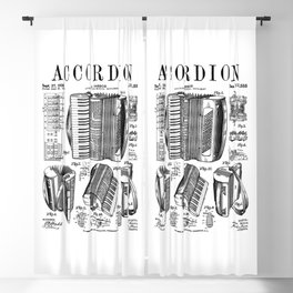 Accordion Player Accordionist Instrument Vintage Patent Blackout Curtain