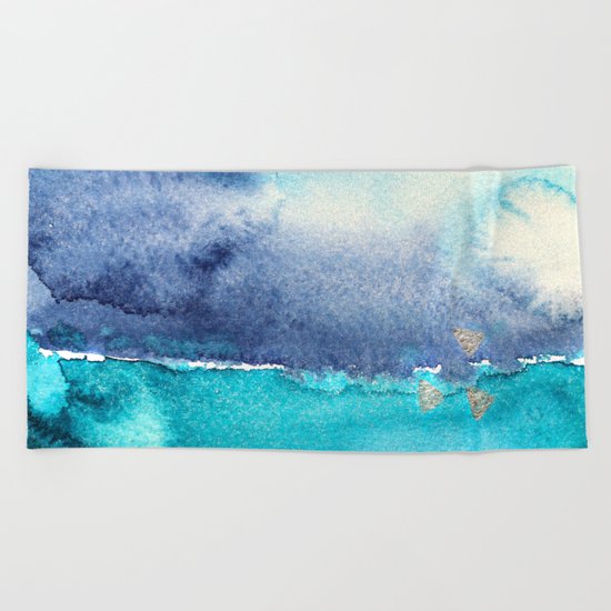 Vibrant horizon || watercolor Beach Towel