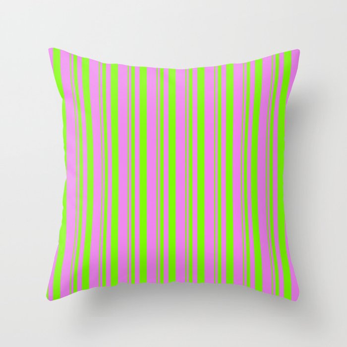 Green & Violet Colored Lined Pattern Throw Pillow