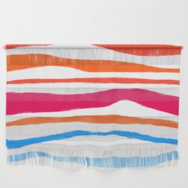 Fold - Colorful Summer Vibes Retro Stripes Art Design in Pink and Blue Wall Hanging