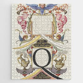 Vintage calligraphy poster 'Q' Jigsaw Puzzle