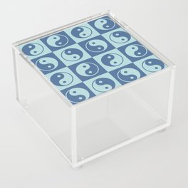 Checkered Yin Yang Pattern (Muted Blue Colors) Acrylic Box