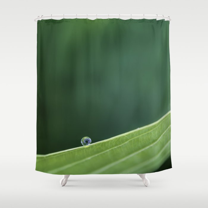 a drop on green Shower Curtain