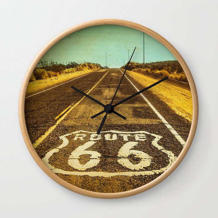 Route 66 Road Marker Wall Clock