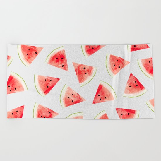 Watercolor Watermelon Pattern #society6 #buyart #decor Beach Towel