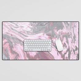 Pink Gray Ink Swirl Desk Mat