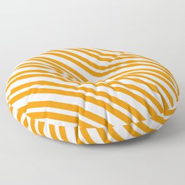[ Thumbnail: White & Dark Orange Colored Stripes/Lines Pattern Floor Pillow ]