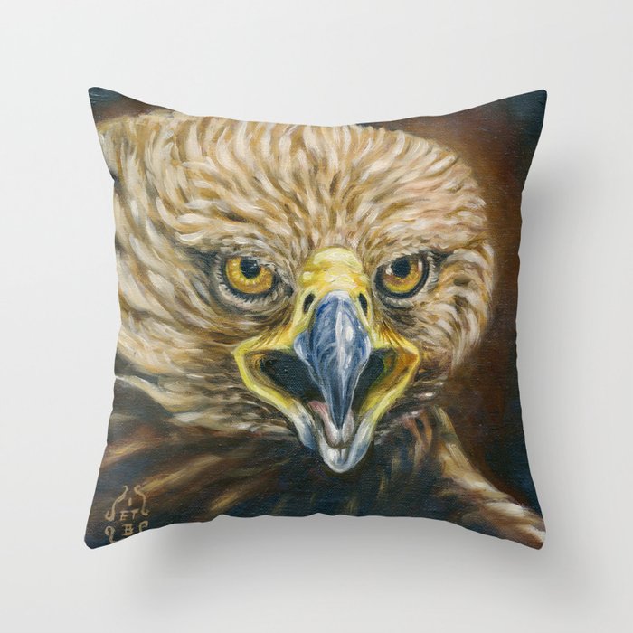 Golden Eagle Fine Art Oil Painting Wildlife Artwork Throw Pillow