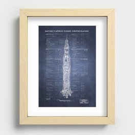 Apollo 11 Saturn V Blueprint in High Resolution (dark blue) Recessed Framed Print