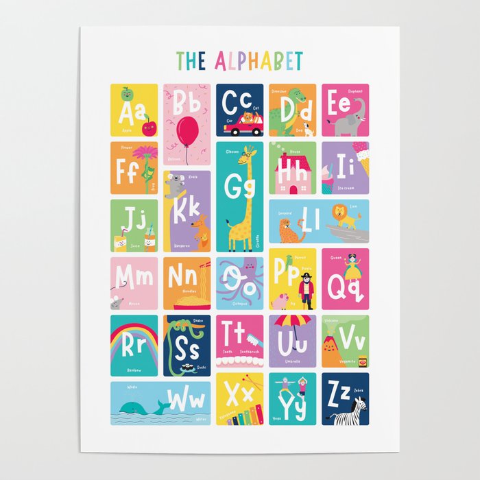 Children's Alphabet Print – Colourful Poster