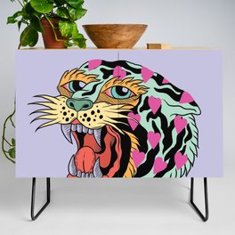 Big Softy Credenza | Street Art, Pink, Animal, Tattoo, Hand Drawn, Tiger, Color, Art, Digital, Asian 