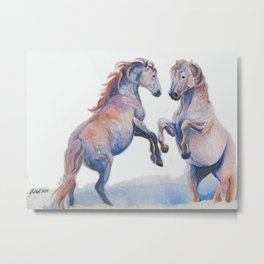 Fighting Stallions Wild Horse Metal Print