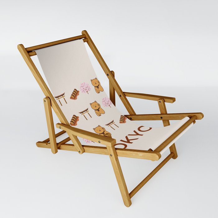 Tokyo Retro Illustration Art Vacations Boho Decor Modern Decor Beige Tones Sling Chair