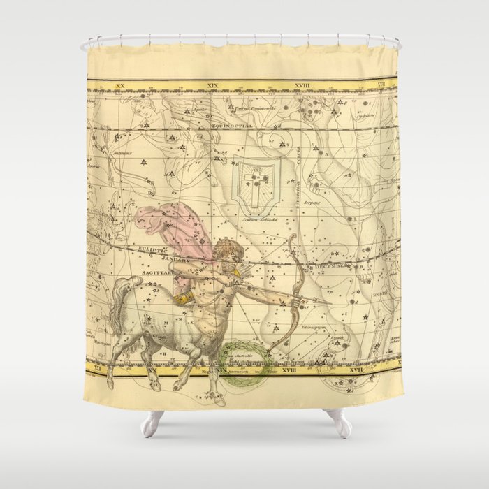 Vintage Sagittarius Constellation Map (1822) Shower Curtain