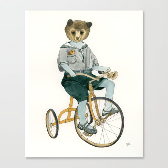 Bear on a Tricycle Canvas Print