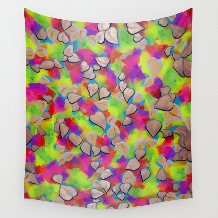 Fluorescent Flowers Wall Tapestry