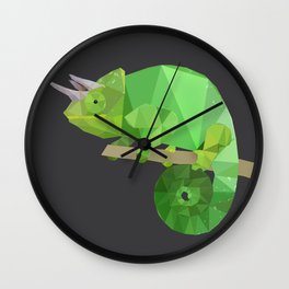 Low Poly Chameleon Wall Clock