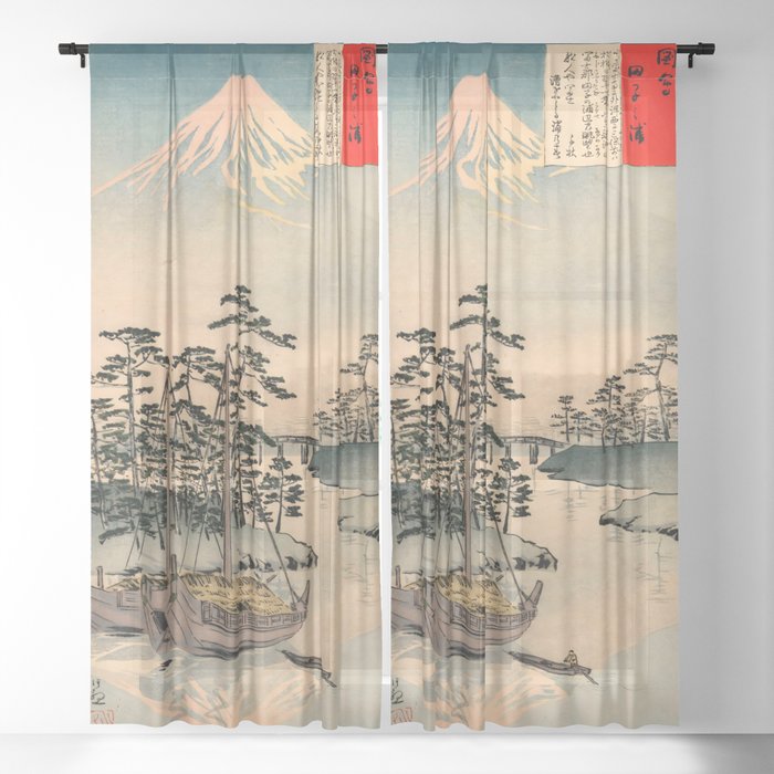 Mount Fuji from Tagonoura (Kobayashi Kiyochika) Sheer Curtain