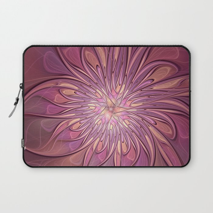 Abstract Modern Floral Fractal Art Berry Colors Laptop Sleeve
