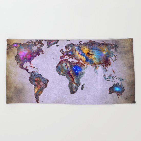 Stars world map. Space. Beach Towel