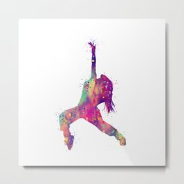 Hip-Hop Girl Art Rap Music Gift Colorful Purple Watercolor Art Dance Art Hip-Hop Dancer Metal Print