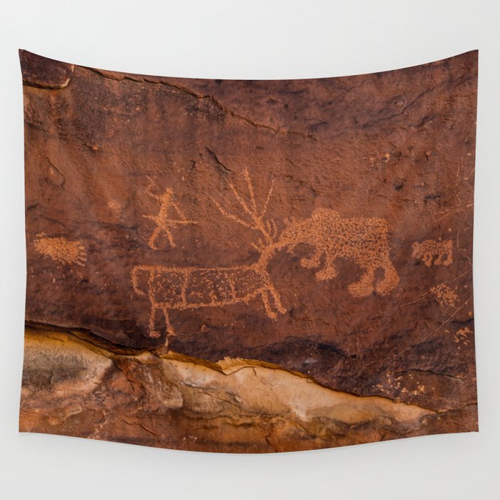 Petroglyphs 0655 - Ancient Rock Art, Utah Wall Tapestry