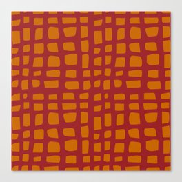 Mid Century Modern Styled Grid Pattern - Red and Orange Canvas Print