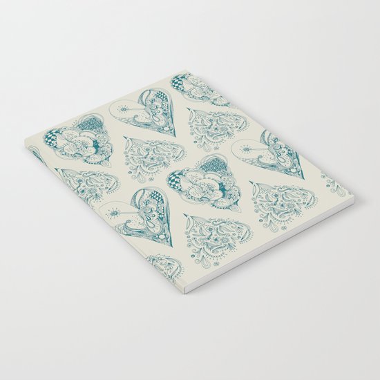 Blue and beige tangled heart pattern Notebook