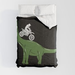 Motorcycle Cyclist On A Dinosaur Motorbike Dino Comforter
