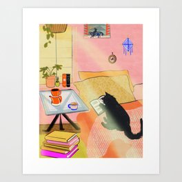 Cat Books Feline Library by Tobe Fonseca Home Fine Art Print