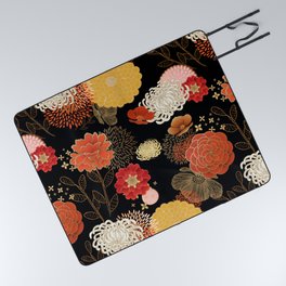 Oriental Autumn Garden - Asian Style Flower Pattern Picnic Blanket