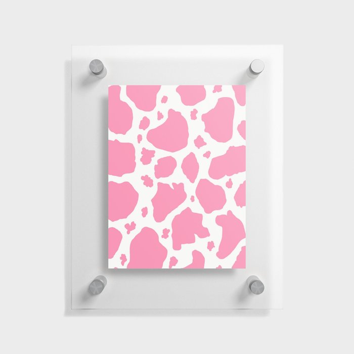 pink and white animal print cow spots Floating Acrylic Print