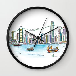 Hong Kong Harbour View Sketching Wall Clock | Victoria, Urbansketch, Blackandwhite, Drawing, Hongkongartist, Metropolitan, Inksketching, Hongkong, City, Artchitecture 