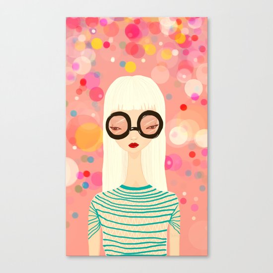 Girl with big glasses (II) Canvas Print