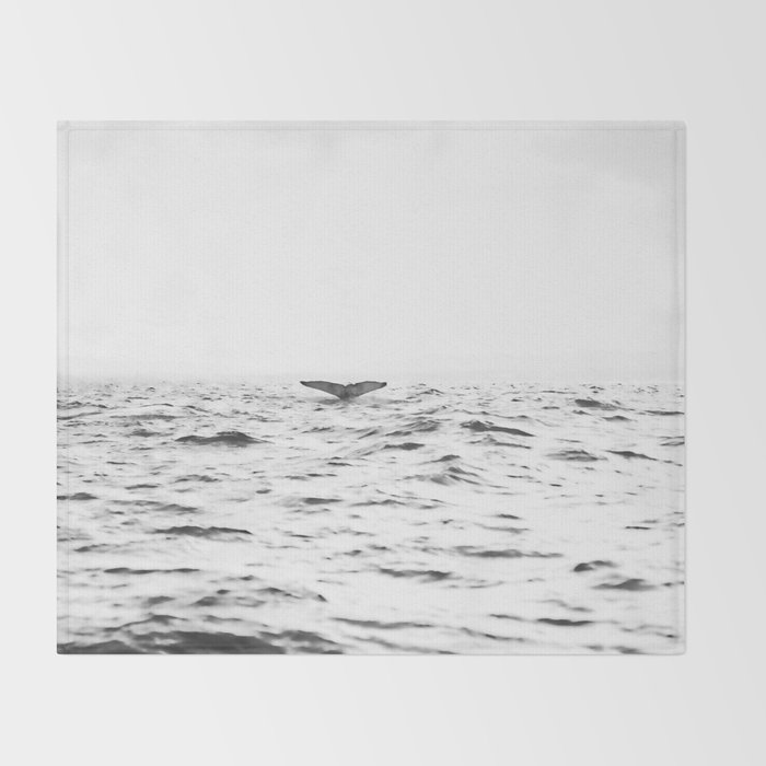 White Sea Waves Water Whale Nature Animal Photography Throw Blanket