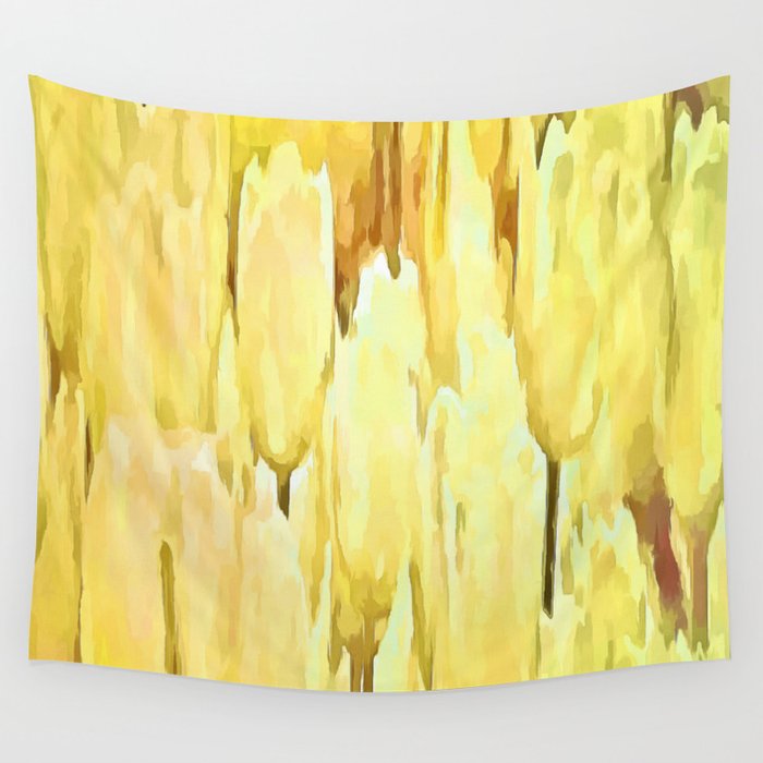Pale Yellow Tulips Abstract Floral Pattern Wall Tapestry By Taiche