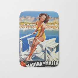 Vintage Marina di Massa Italian travel advertising Bath Mat