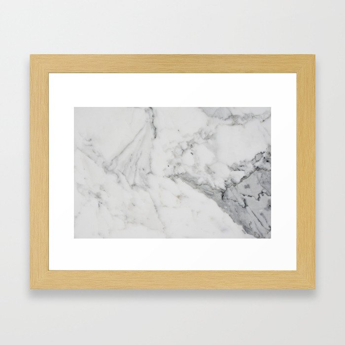 Elegant White & Gray Marble Framed Art Print