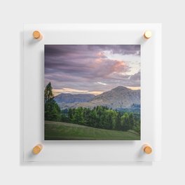 New Zealand Photography - Forest And Mountains Under The Colorful Sky  Floating Acrylic Print