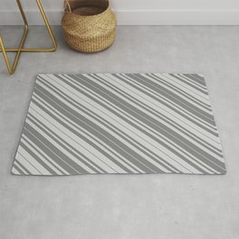 [ Thumbnail: Gray & Light Grey Colored Lined Pattern Rug ]